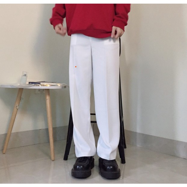 Quần ống rộng nam nữ hàn quốc dáng suông Mellow, quần baggy nam nữ ống suông chất vải Vitex cao cấp - white wh