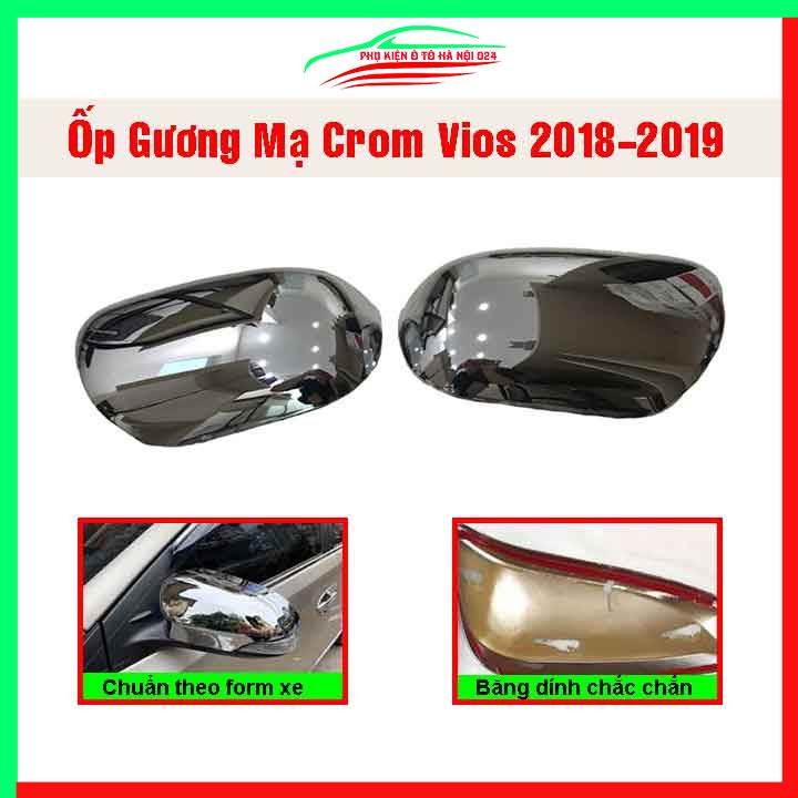 Ốp gương chiếu hậu Vios 2018-2019 mạ crom bảo vệ chống trầy trang trí làm đẹp xe