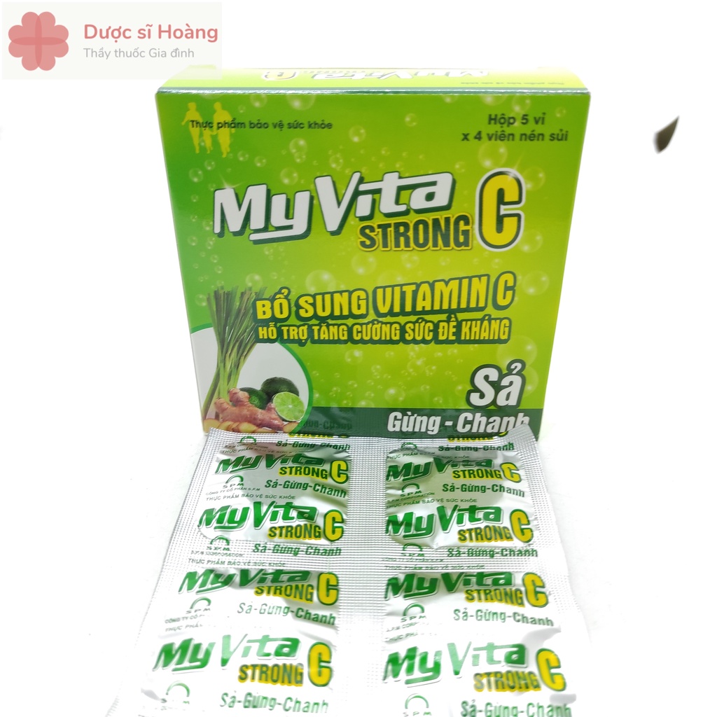 Viên C Sủi Myvita Strong Sả - Gừng - Chanh & Myvita Strong C - Hộp 20 viên - Bổ Sung Vitamin C, Tăng Cường Sức Đề Kháng