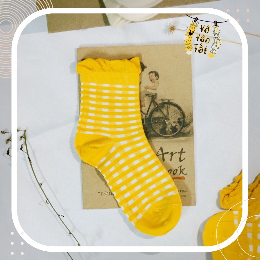 TẤT VỚ NỮ CỔ CAO HỌA TIẾT VÀNG XANH