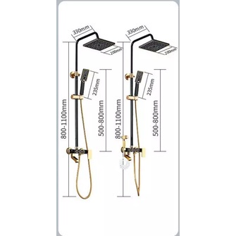 Bộ cây sen tắm đứng FAUCET 2 màu đen vàng, sơn đồng tĩnh điện cao cấp tặng 10 phụ kiện đi kèm