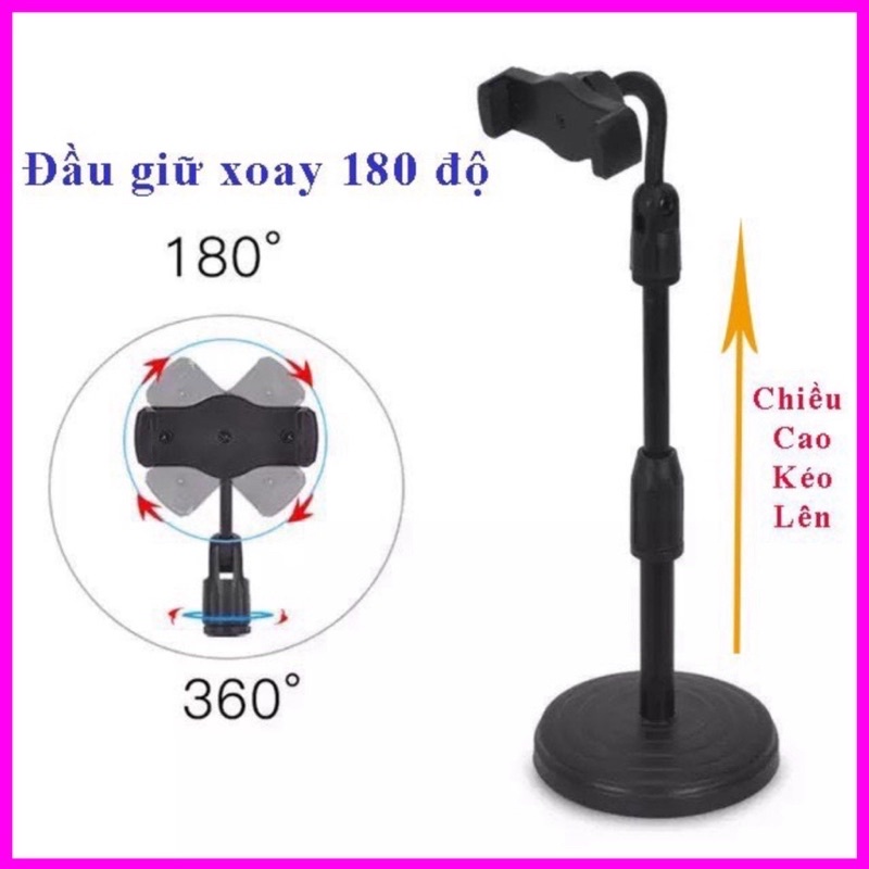 Giá Đỡ Điện Thoại Livestream, Kẹp Điện Thoại Đa Năng Xoay 360 Độ, Điều Chỉnh Độ Cao PAPAA.HOME