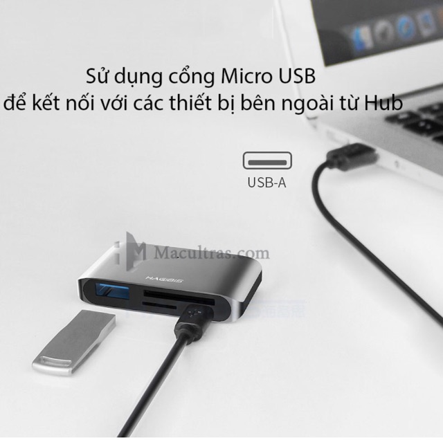 Hub USB Type C sang USB/TF/SD đa năng 4in1