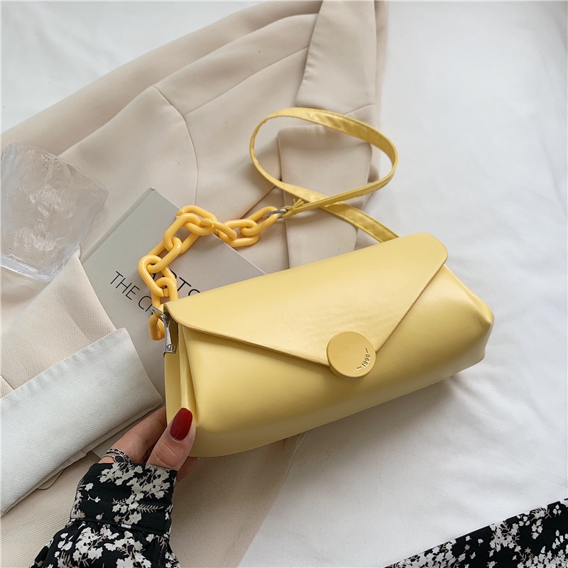 Túi Đeo Chéo Bằng Da PU In Họa Tiết Caro Phối Dây Xích Thời Trang Cho Nữ