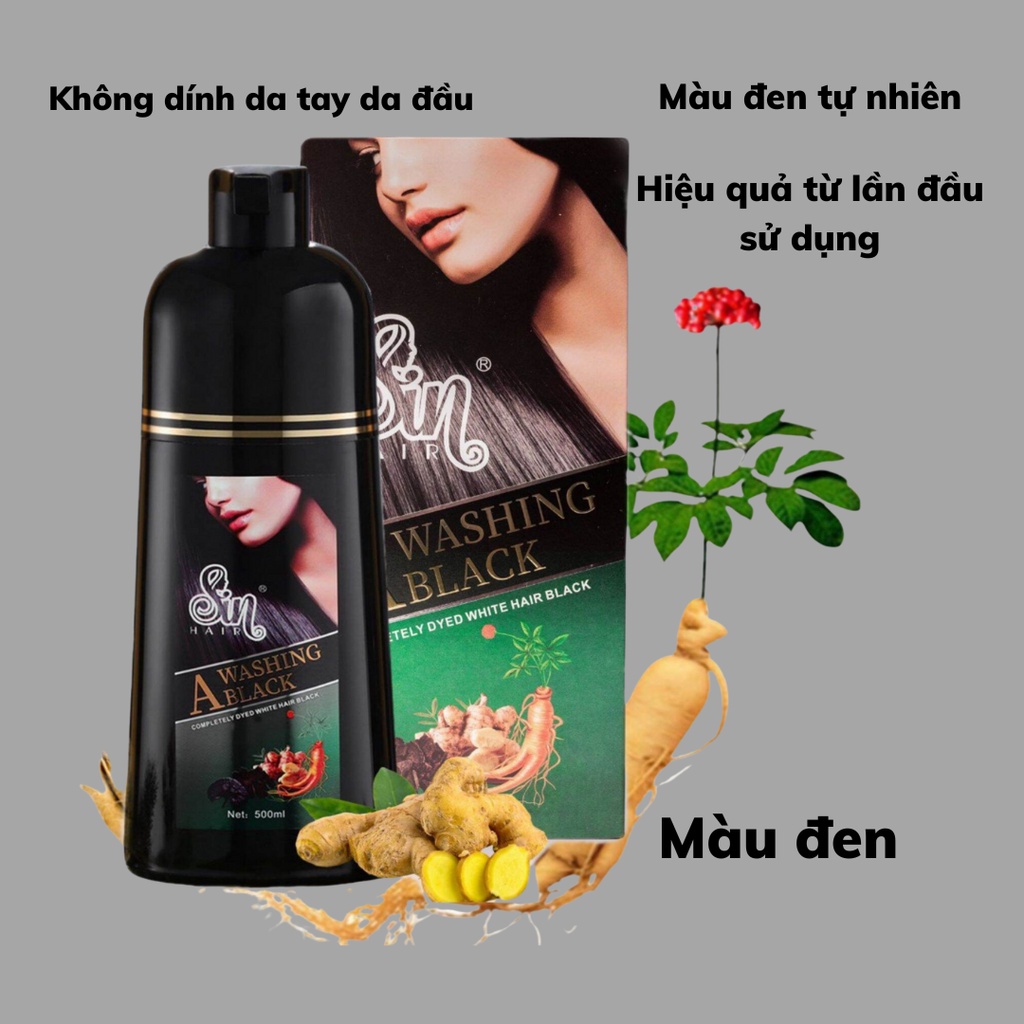 DẦU GỘI PHỦ BẠC SIN HAIR NHẬT BẢN CHÍNH HÃNG 500ML, THẢO DƯỢC NHUỘM ĐEN TÓC NÂU TÓC NHÂN SÂM