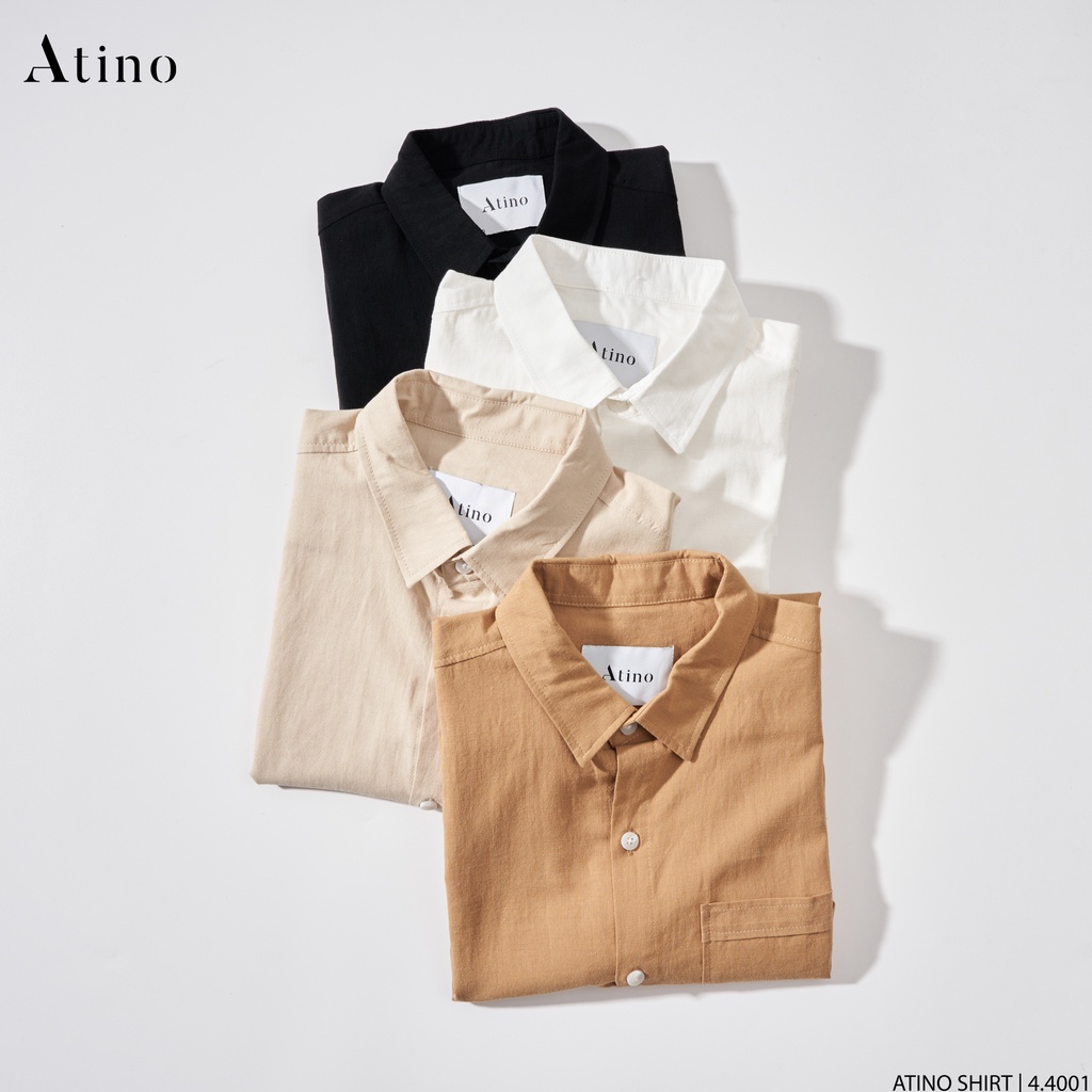 Áo Sơ Mi Dài Tay Nam Trơn ATINO Vải Cotton mềm mịn thoáng mát Form Regular SM4.4001
