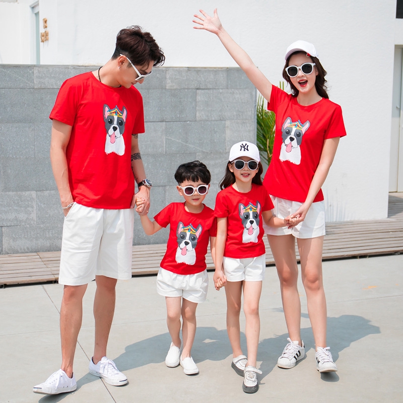 Đồng phục gia đình bằng cotton thời trang hè Hàn Quốc