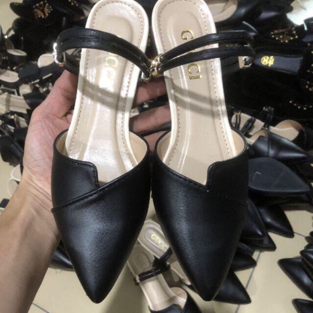 Sandal Bít Mũi Quai Hậu Da Mềm 2 Trong 1