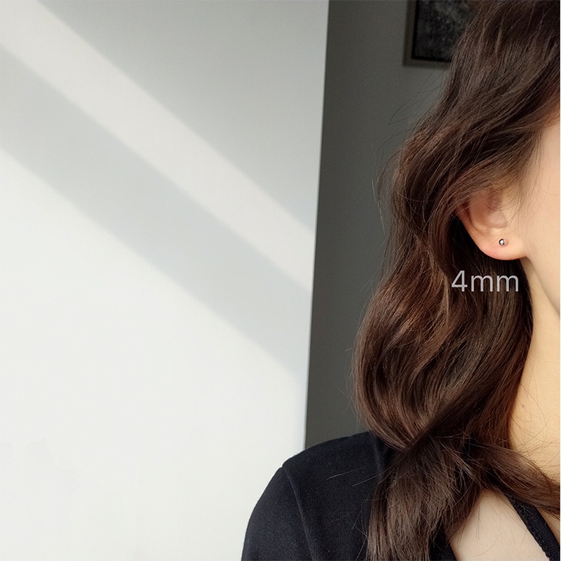 Đôi Bông Tai Bạc 925 Hình Quả Bóng Nhỏ Thời Trang Hàn Quốc