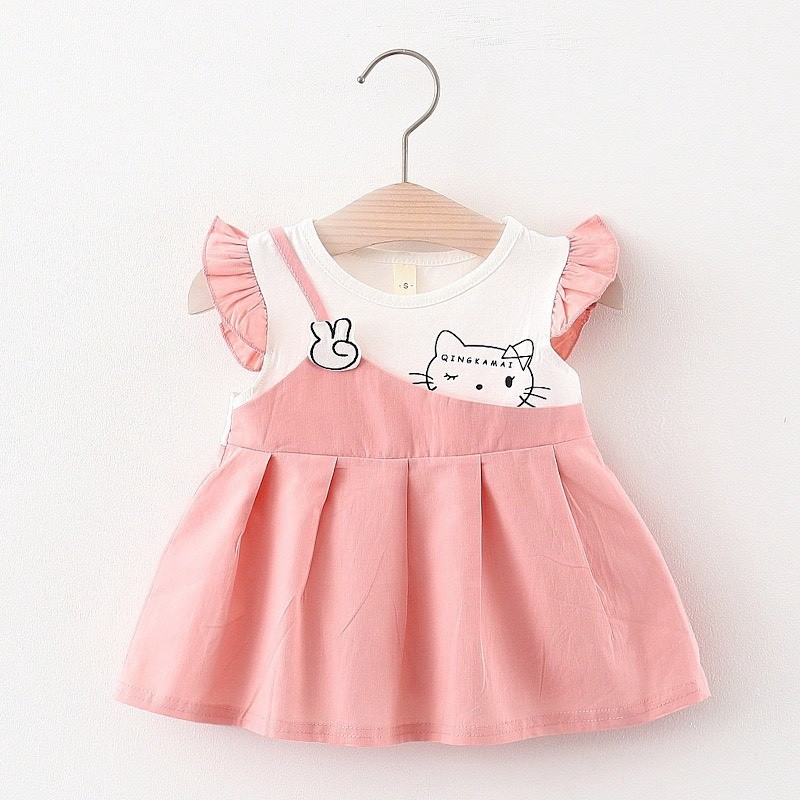 Váy In Hình Mèo Hello Kitty Xinh Xắn Cho Bé Gái 8-18kg