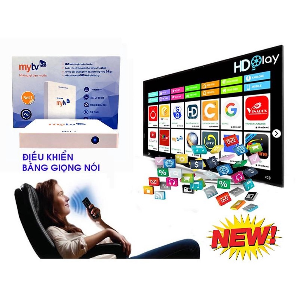 Box MYTV NET 1G  - Phiên Bản 2022 - Tích Hợp Truyền Hình Bản quyền Miễn Phí - Có Bluetooth 5.0 - Hàng Chính Hãng