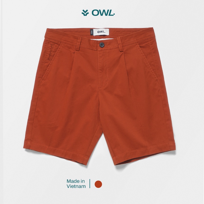 OWL BRAND® Quần Short Kaki Màu Cam Slim Fit - OWL240920