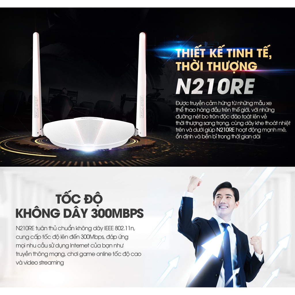Router Wi-Fi chuẩn N 300Mbps TOTOLINK N210RE Cục phát wifi giá rẻ MIMO 2x2 dễ cài đặt sử dụng Hàng chính hãng | BigBuy360 - bigbuy360.vn