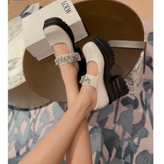 Giày Cao Gót Quai Dán Đính Đá Đế Dày Chống Thấm Nước Thời Trang Mới Dành Cho Nữ 2022