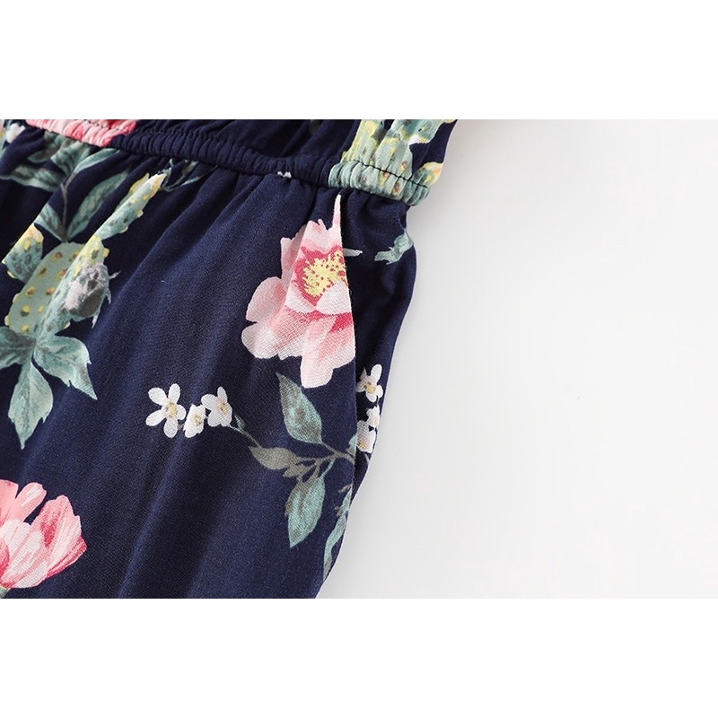 [SIZE ĐẠI] Jumpsuit tole lanh HM hoa đen xuất xịn cho bé gái