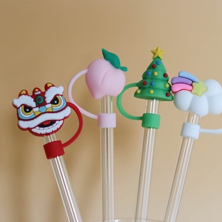 Silicone Straw Plug Reusable Airtight Drinking Dust Cap Cup Accessories Cartoon Plugs Tips Cover Suit For 6-8mm Straws 1pcs