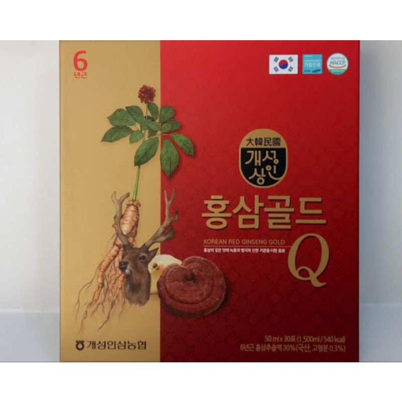 Nước Hồng sâm nhung Hươu Linh Chi Hàn Quốc – Red Ginseng Gold Q - Hộp 30 gói x 50ml