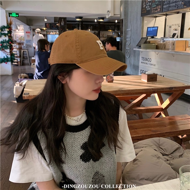 Nón lưỡi trai cotton mềm mại thêu chữ P phong cách Hàn Quốc trẻ trung