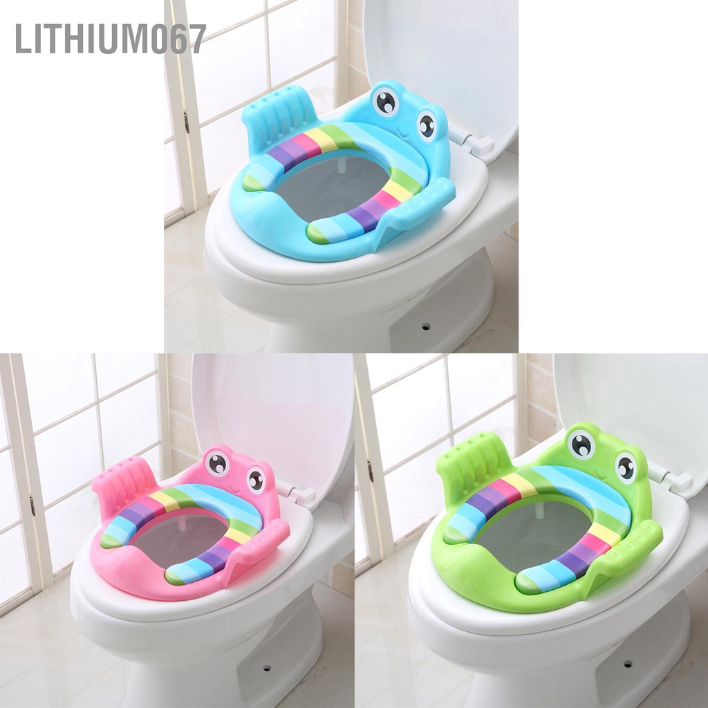 Lithium067 Ghế nhà vệ sinh dành cho trẻ em Dễ thương Trẻ sơ Tay vịn đôi Lưng cao Chống va đập trượt