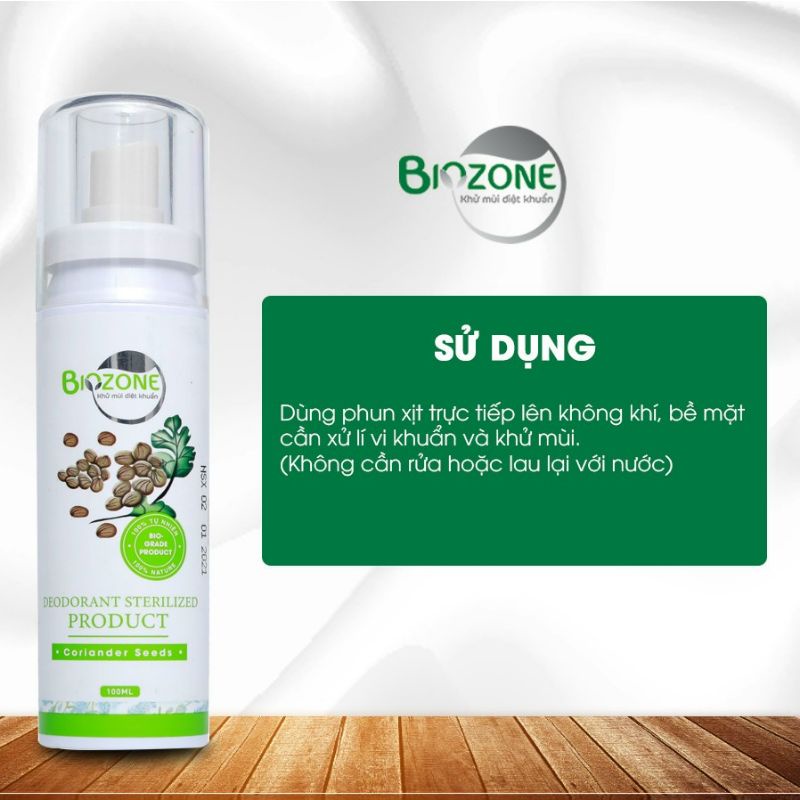 Chai xịt Khuẩn, Khử Mùi, Xịt khẩu trang, oto - BIOZONE của VietGreen