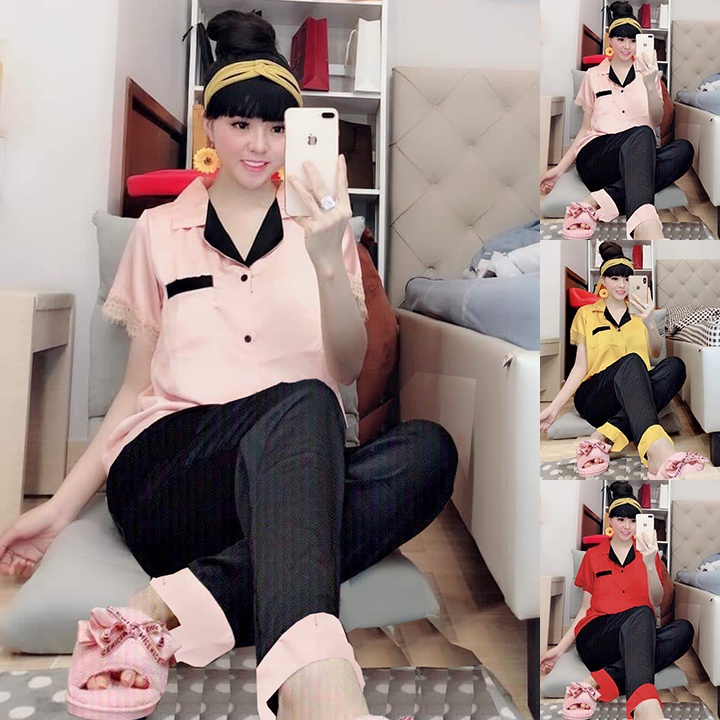 Đồ Bộ Nữ Phi Lụa Phối Ren Màu_GS050 - 3955D (Size M - L)