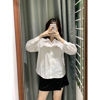 Áo sơ mi trắng oversized tay bồng dư xịn