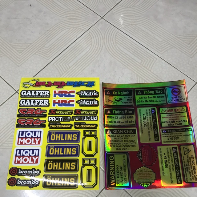 Combo tem tấm logo cảnh báo