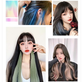 Tóc giả highlight PINKY kẹp tóc dài nhiều màu cá tính