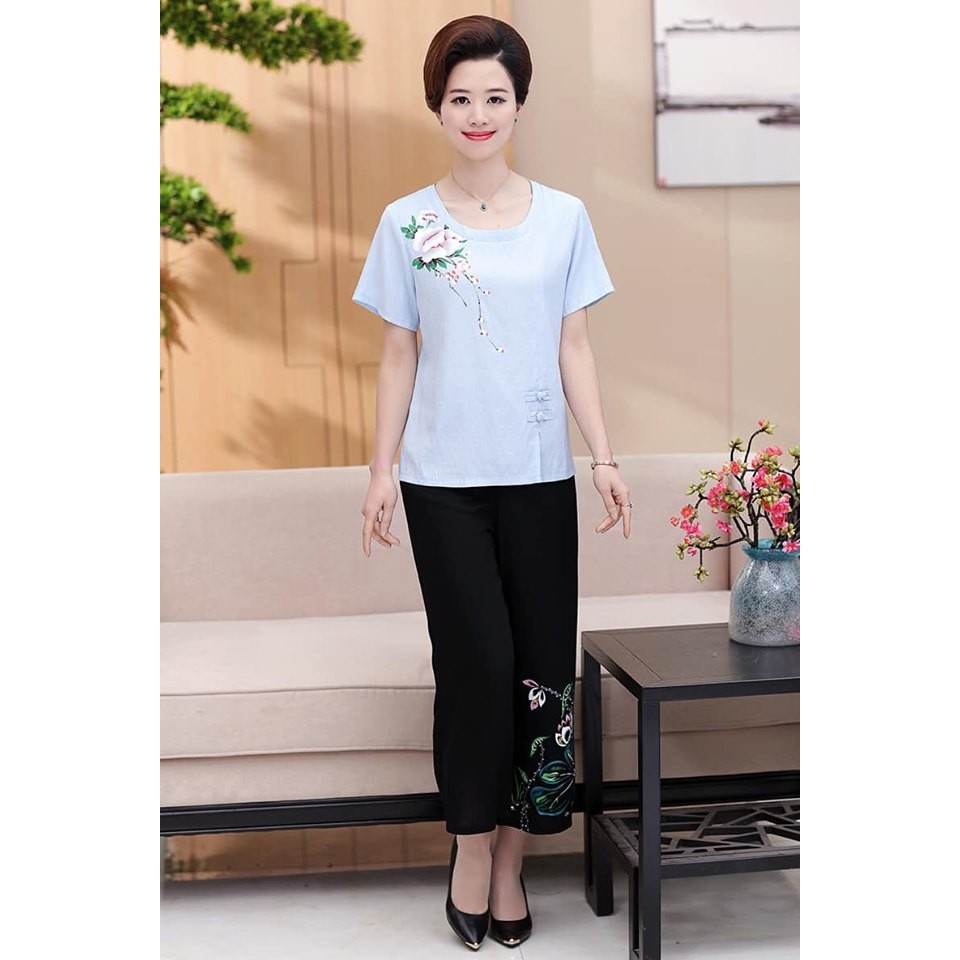 B12574 - Set áo và quần nữ trung tuổi hàng nhập