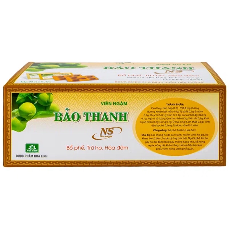 Viên Ngậm Bảo Thanh Không Đường Bổ Phế Trừ Ho Giảm Đờm