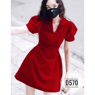 Bigsize Đầm đỏ cổ V D570
