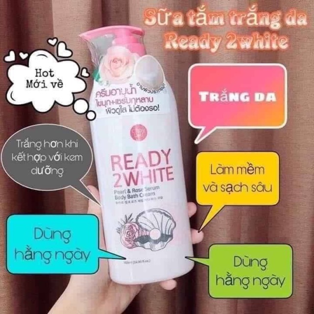 Sữa tắm Ready 2 White Pearl & Rose Serum Body Bath Cream Cathy Dol