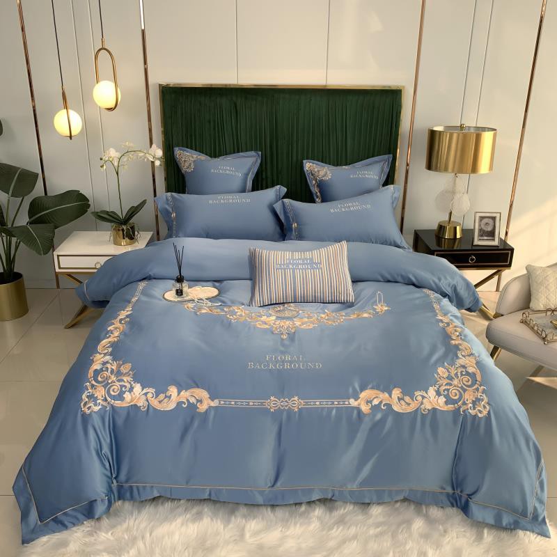 Bộ Chăn Ga Gối Cưới Lụa Silk 4 Món Thêu Hoàng Gia Đẳng Cấp nhập khẩu