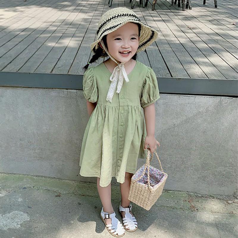 Đầm Tay Ngắn In Hoa Cho Bé Gái