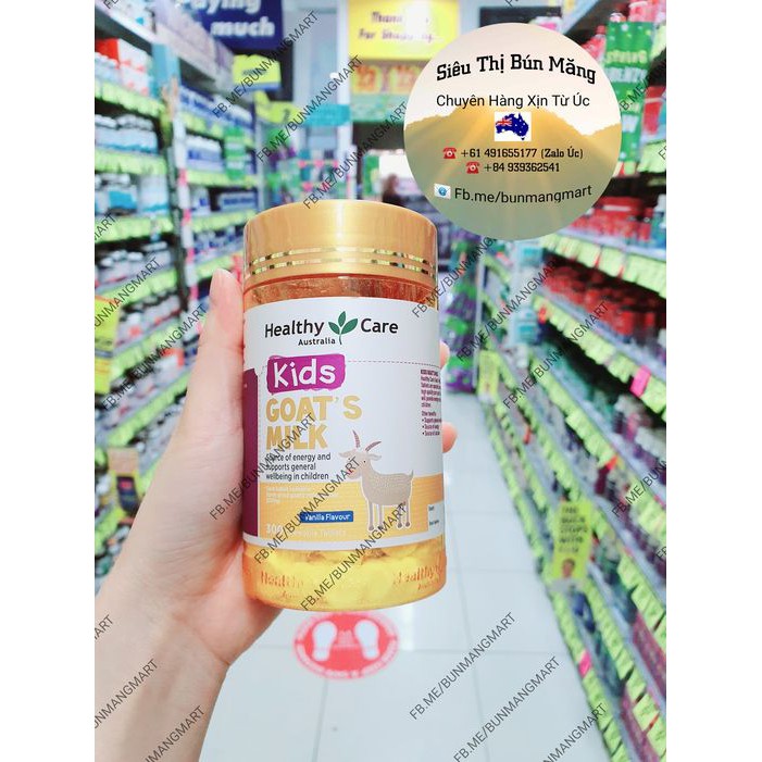 kẹo sữa dê Healthy Care kids goats milk Úc 300 viên