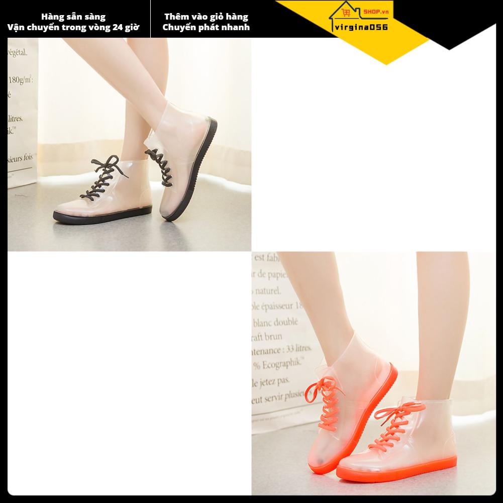 Ủng Đi Mưa Bằng PVC Trong Suốt Chống Trượt Chống Thấm Nước Phong Cách Thanh Lịch Thời Trang Cho Người Lớn