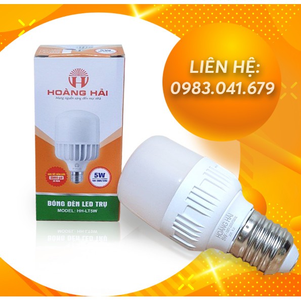 Combo 04 Bóng đèn LED siêu sáng siêu tiết kiệm điện Hoàng Hải - Trụ nhựa - 5W- Ánh Sáng Trắng