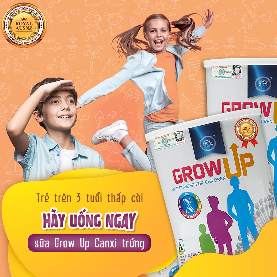 Sữa Bột Hoàng Gia Úc Royal Ausnz Grow Up  phát triển chiều cao giai đoạn vàng 3-14 tuổi