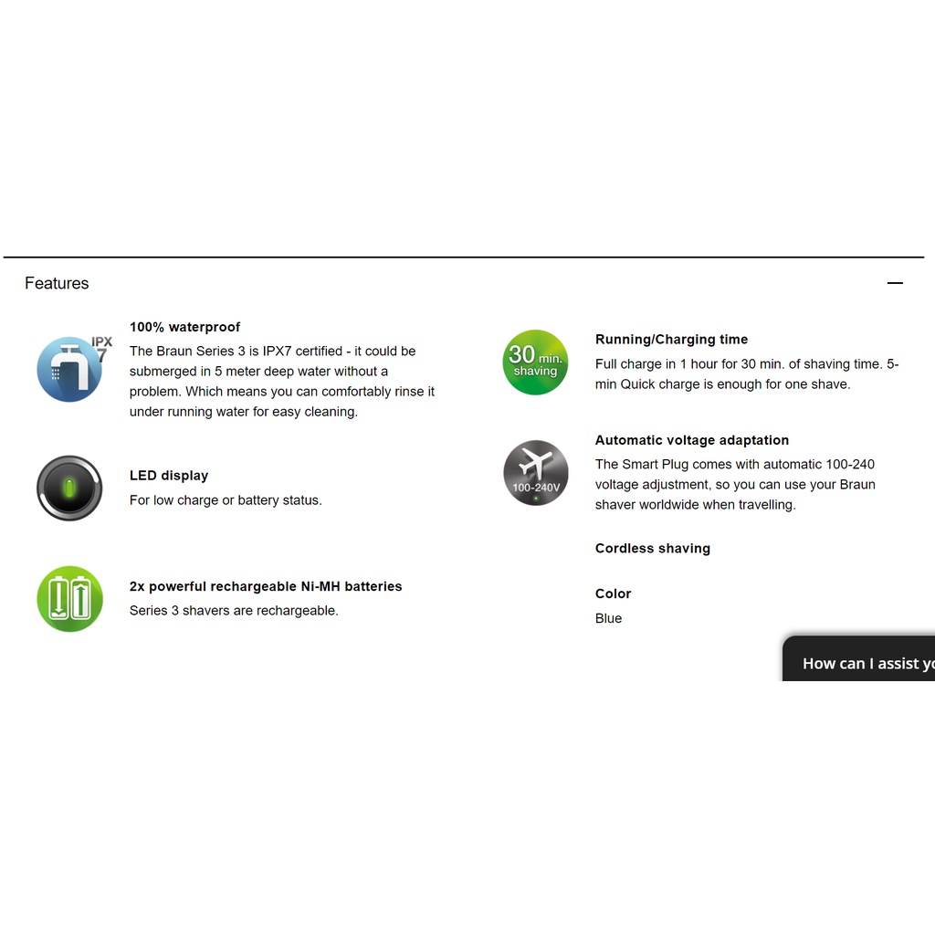 Máy cạo râu Braun Series 3 310S Wet & Dry Electric Shaver, Braun 310s cạo ướt & khô