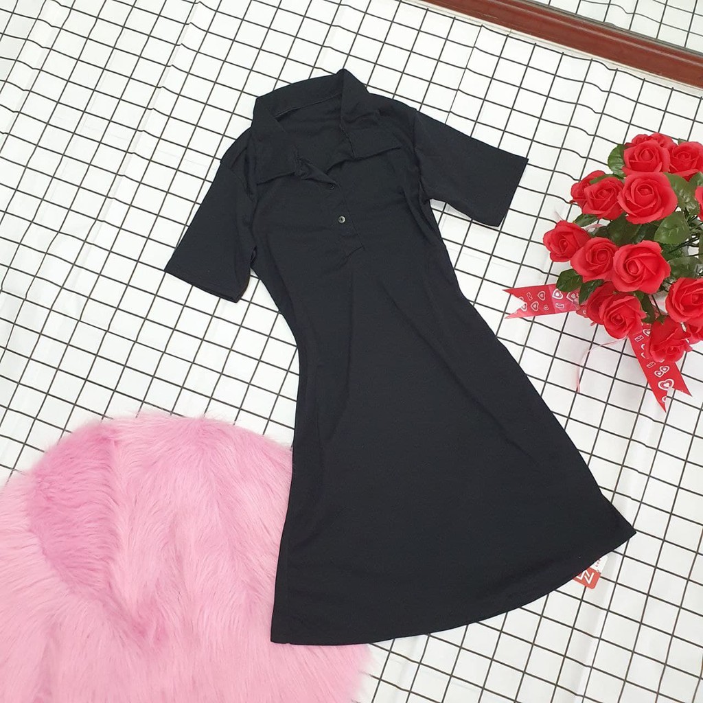 Đầm body tay ngắn trẻ trung, ĐẦM SUÔNG CỔ BẺ TAY NGẮN