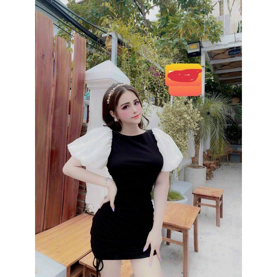 ĐẦM BODY RÚT DÂY TAY PHỐI VOAN CỰC HOT
