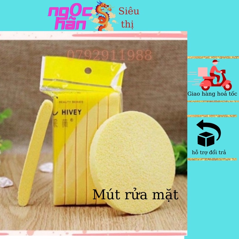 Bông nở bọt biển rửa mặt Chivey 12 miếng,miếng mút rửa mặt bọt biển dạng nén