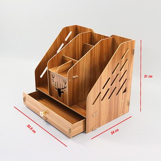 Khay Gỗ Để Bàn Dụng Cụ Lưu Trữ Giấy Tờ KS-08