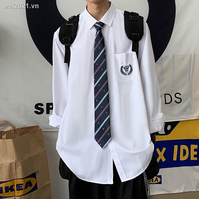 Áo sơ mi tay dài kèm cà vạt thời trang phong cách Hàn Quốc cho nam/ nữ