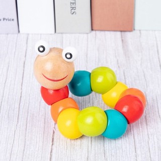 Đồ chơi con sâu gỗ uốn dẻo nhiều màu sắc cho bé