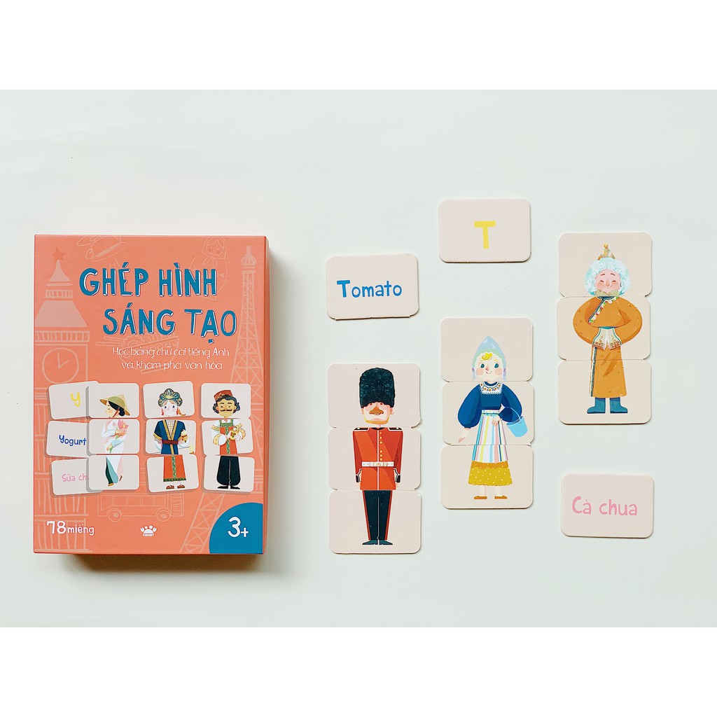 Flashcard - Bộ Thẻ Ghép hình sáng tạo - Học bảng chữ cái tiếng Anh và khám phá văn hóa - Crabit Kidbooks