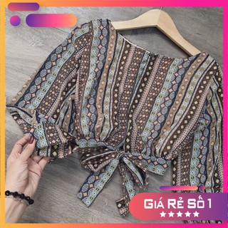 Áo croptop thổ cẩm nơ lưng [ ACT106 ]