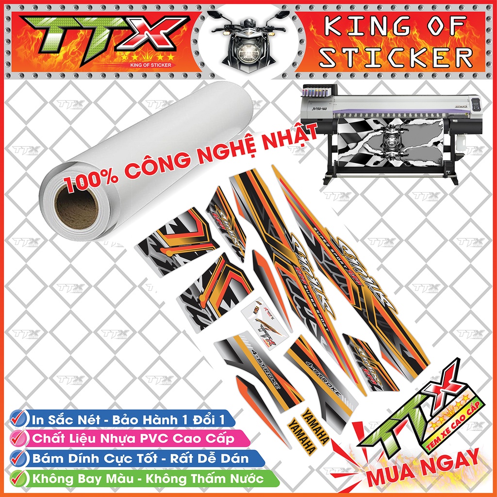 Tem xe sirius nốt nhạc , Team phụ kiện sirius màu cam nền xám bạc độ kiểng đẹp , Shop TTX tem rời sirius mã (S0003/00)