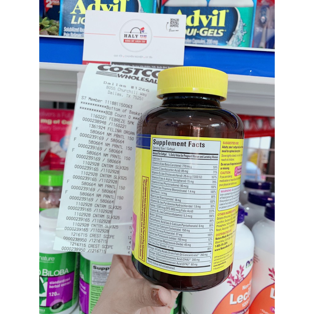 Viên Uống BÀ BẦU Nature Made – Prenatal Multi +DHA 150 Viên