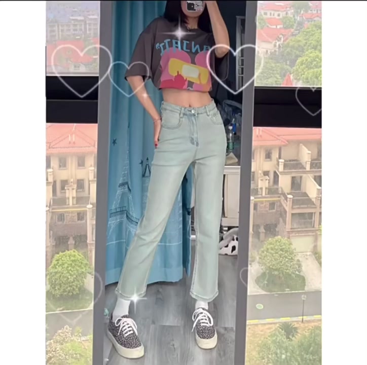 Quần Jean Nữ Ống Đứng Chất Co Giãn, Quần Bò Nữ Ống Đứng Xanh Nhạt Cực Xinh KT47 | BigBuy360 - bigbuy360.vn